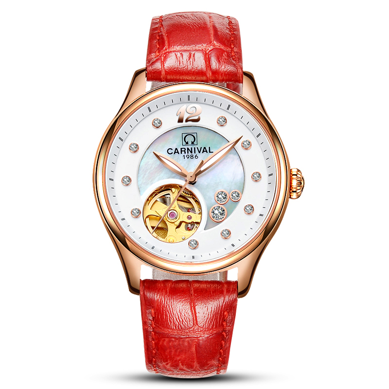Switzerland CARNIVAL Luxury Wo - Skeleton Mechanical Watch ulasan dan harga