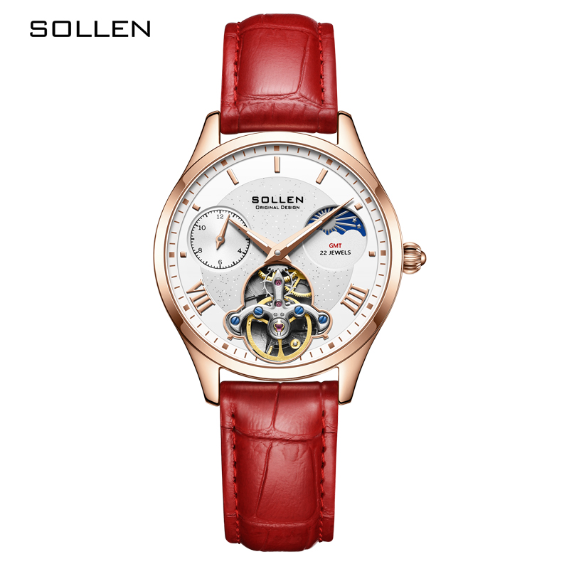 Switzerland SOLLEN Luxury Auto - Skeleton Mechanical Watch ulasan dan harga