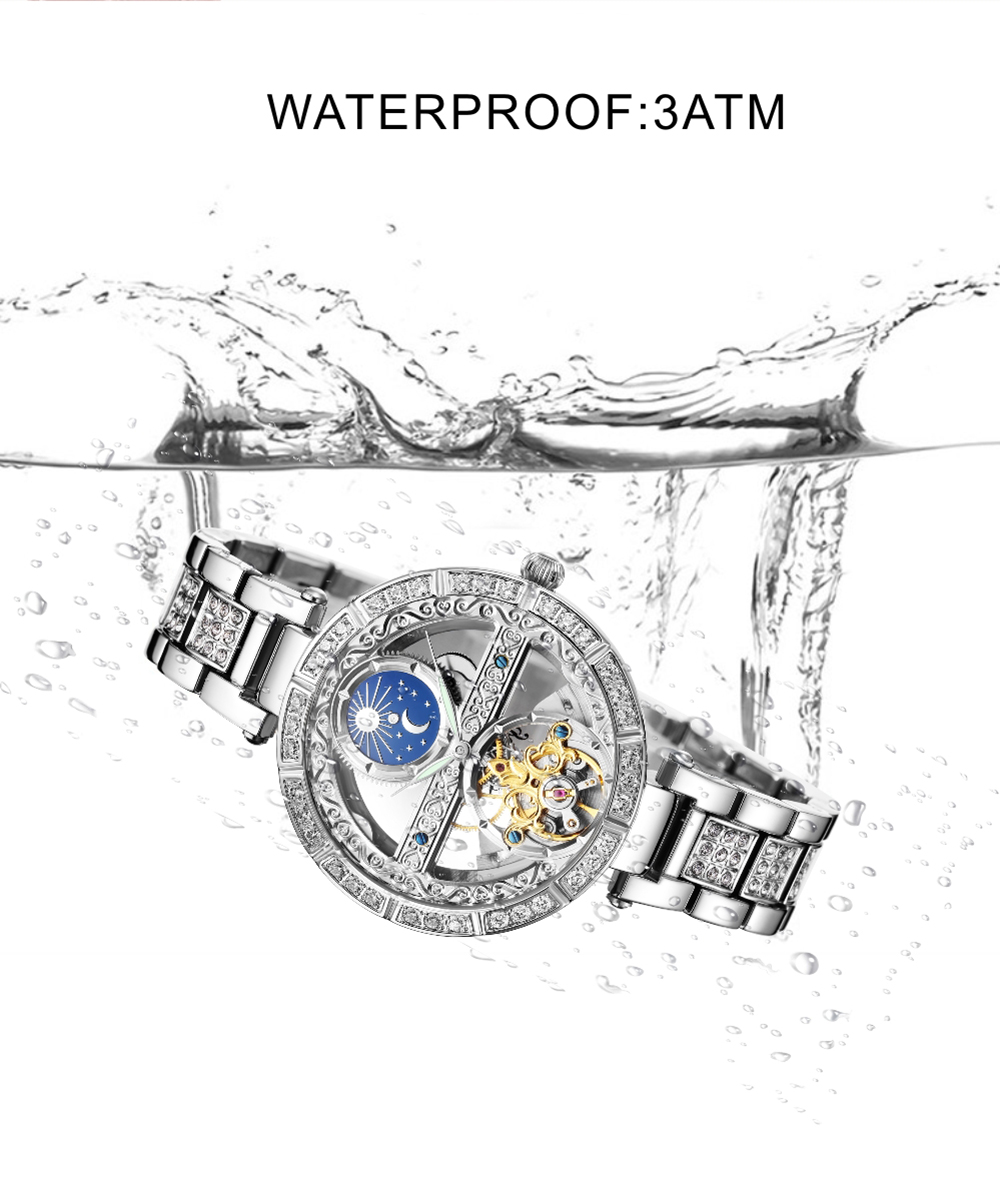 Luxury Women's Waterproof Skel - Skeleton Mechanical Watch ulasan dan harga