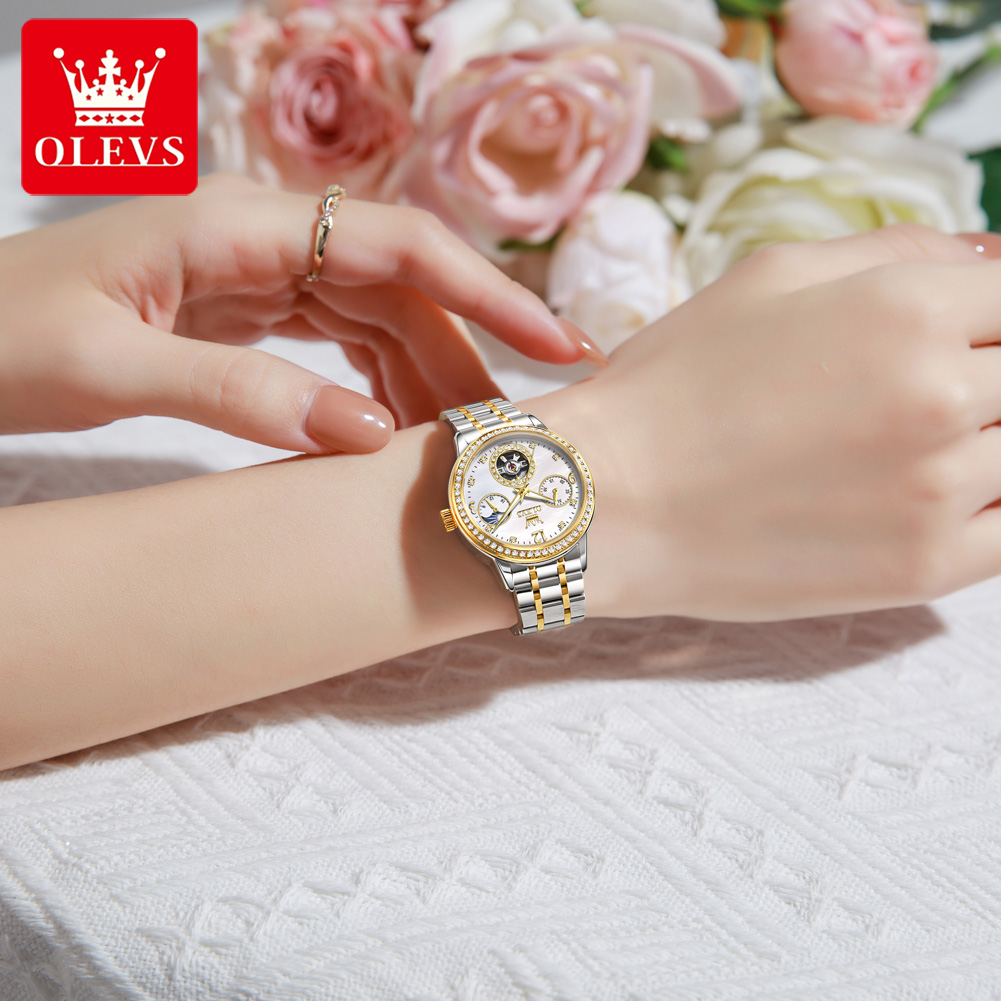 OLEVS Automatic Watch For Wome - Skeleton Mechanical Watch ulasan dan harga
