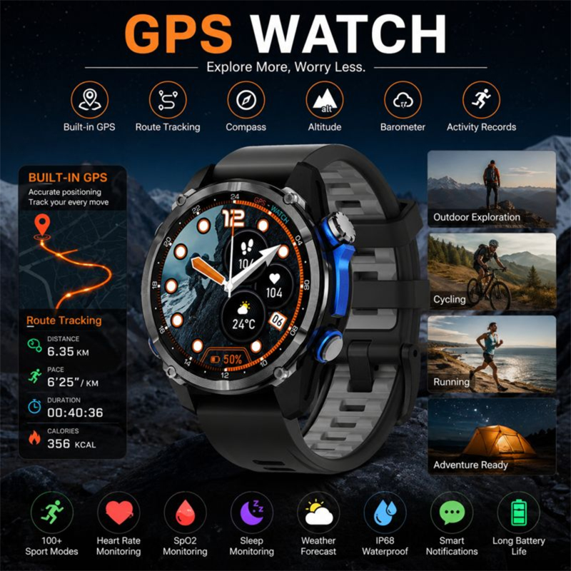 2026 New Army Grade TANK GPS O - Smartwatch Army Watches For Men ulasan dan harga