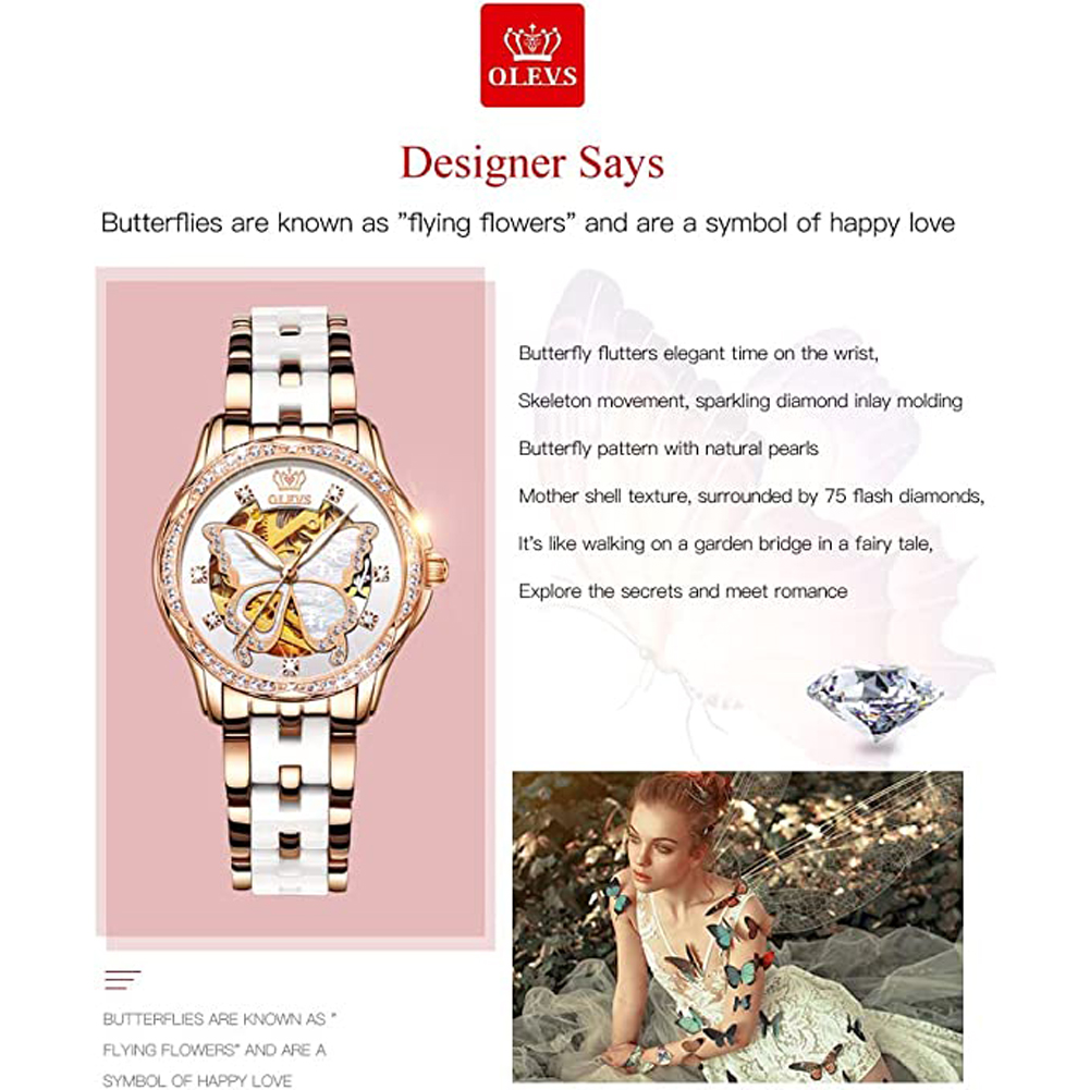 OLEVS Women's Automatic Watche - Skeleton Mechanical Watch ulasan dan harga